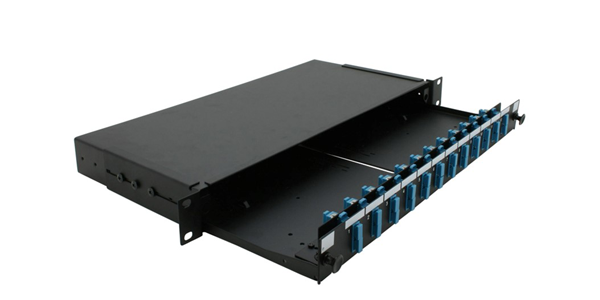 1U, Sliding Fibre patch panel, with front Faceplate 12 port SC Duplex-img-1